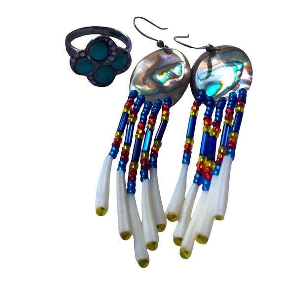 Jewelry - Handcrafted Abalone Tassel Earrings